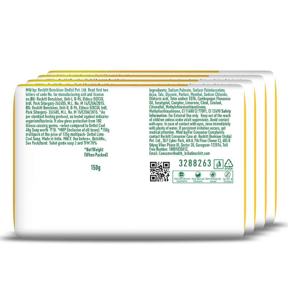 Dettol Lime Fresh Bathing Soap Bar with 12hr Freshness