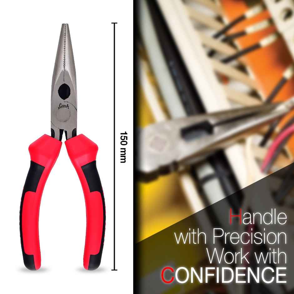 Link Prabal Long Nose Plier - Chrome Vanadium Steel | Induction Hardened | Precision Tool