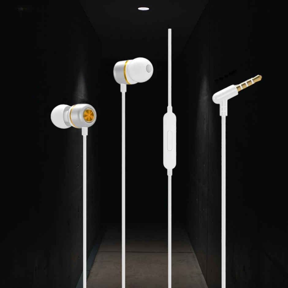 Portronics Conch 10 in Ear Wired Earphone with Mic, 3.5mm Jack, Power Audio, in line Control, Water Resistant, Anti Tangle Wire, Sound Isolation, Comfort Fit - White