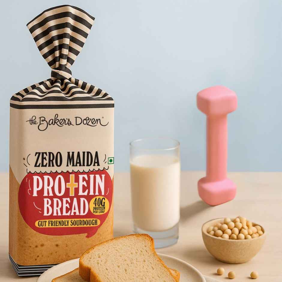The Baker'S Dozen Zero Maida Protein Bread (240g) & The Baker'S Dozen High Protein Peanut Butter Cookies Biscuits | Artificial Colour-Free Cookies (75g) Combo