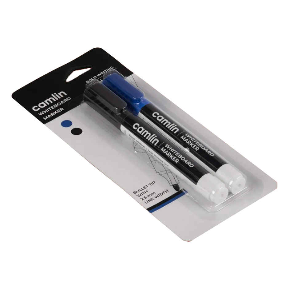 Camlin Whiteboard Marker - Pack Of 2 Assorted Colors (Black, Blue)