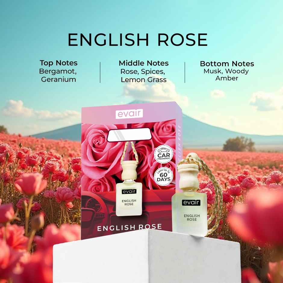 Evair English Rose Hanging Car Air Freshener - 10 ml