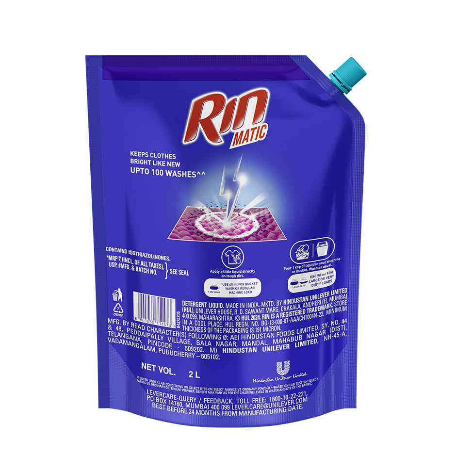 Rin Matic Top Load Detergent Liquid | Pouch