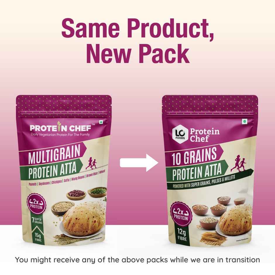 Protein Chef 10 Grain Double Protein Atta- Chakki Multigrain Atta with Millet Jowar Ragi Flour