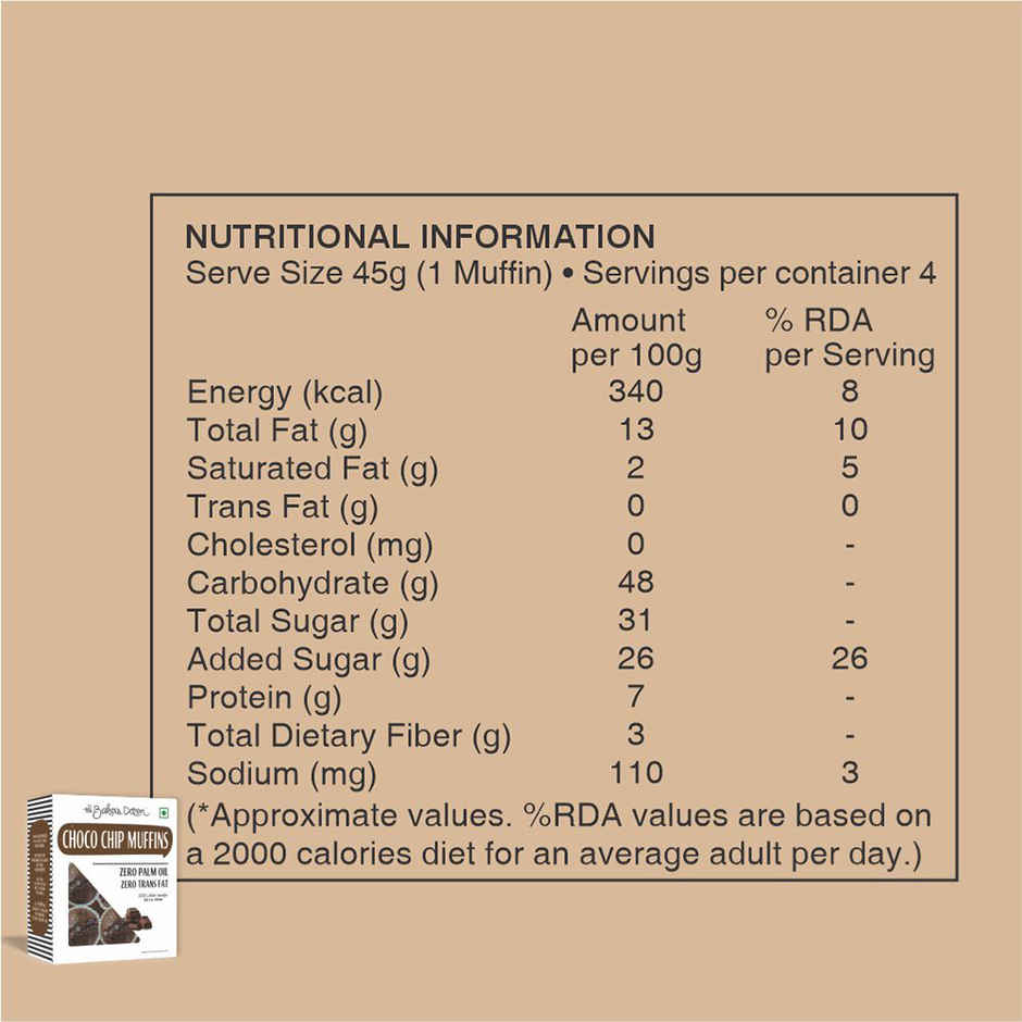 The Baker's Dozen Chocochip Muffin | Veg/Eggless Cake | Chocolate Cake | Cup Cake | Choco Muffin