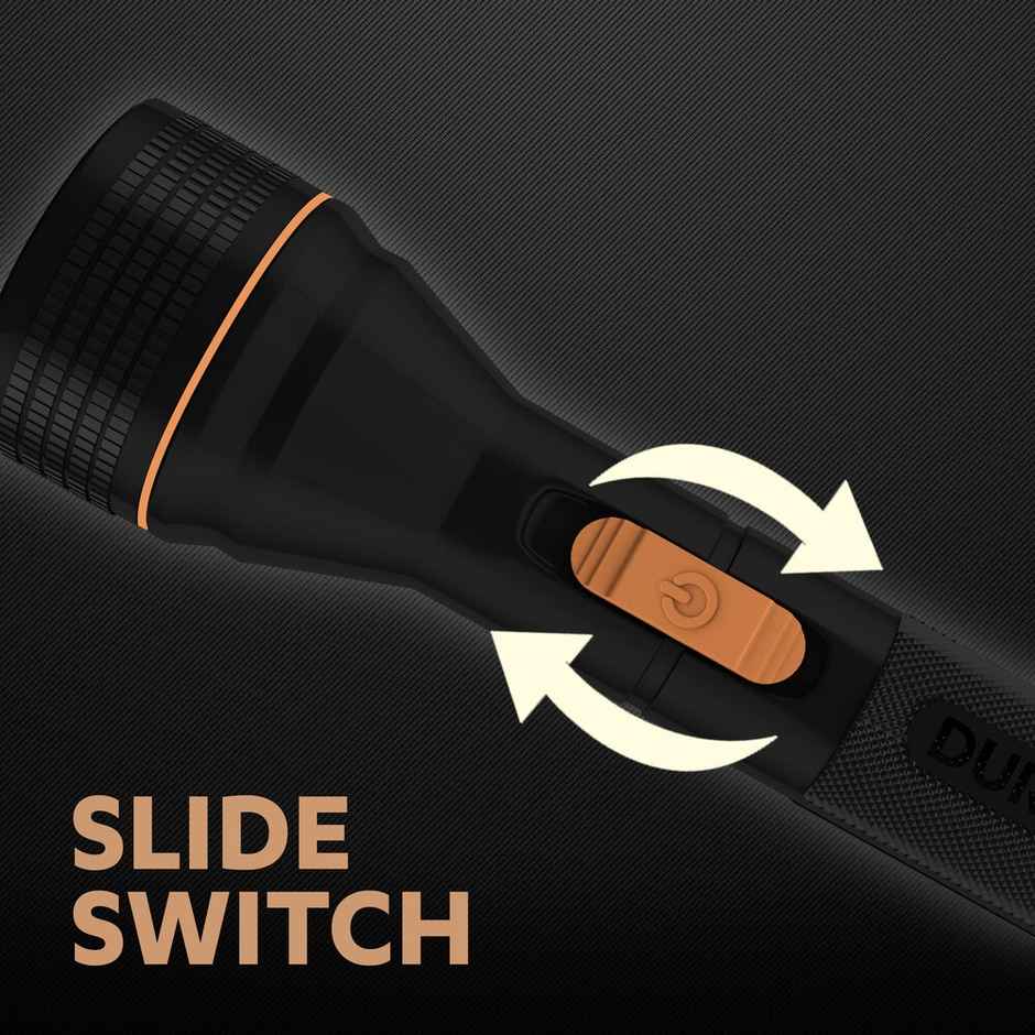 Duracell LED Torch Light | Super Bright | 12000 LUX | Ultra-Light & Large Reflector | 3AA Batteries | Black