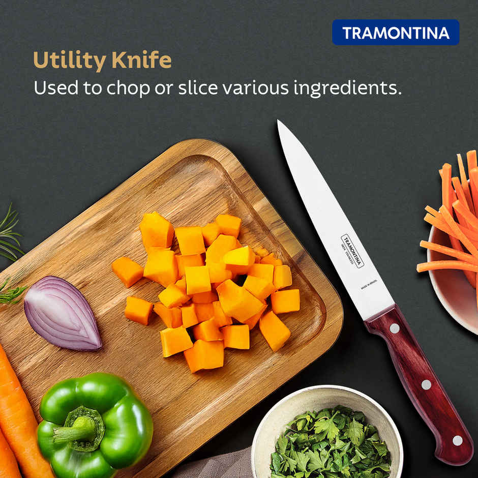 Tramontina Polywood Stainless Steel Utility Knife Chaku,15.2 Cm 6 Inch | Straight