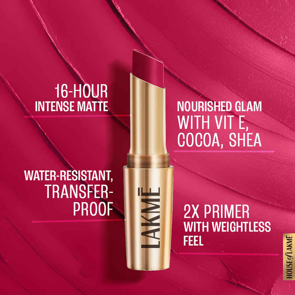 Lakme 9to5 Powerplay Priming Matte Lipstick, Lasts 16hrs, Rose Day