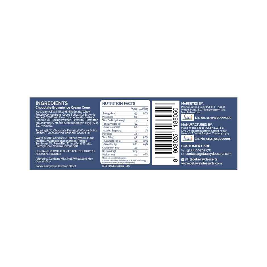 Get-A-Way Chocolate Brownie Ice Cream Cone | Zero Added Sugar