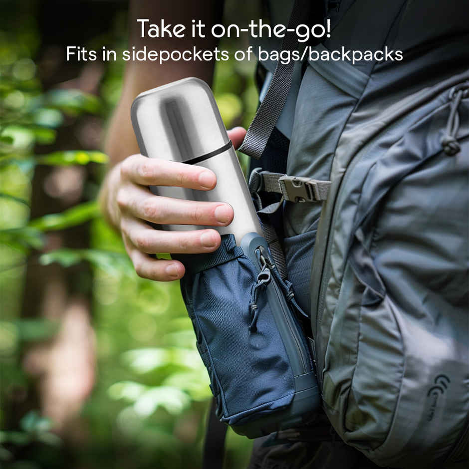 Borosil Thermo BIS Approved Stainless Steel Bottle with Bag | Black | 500 ml