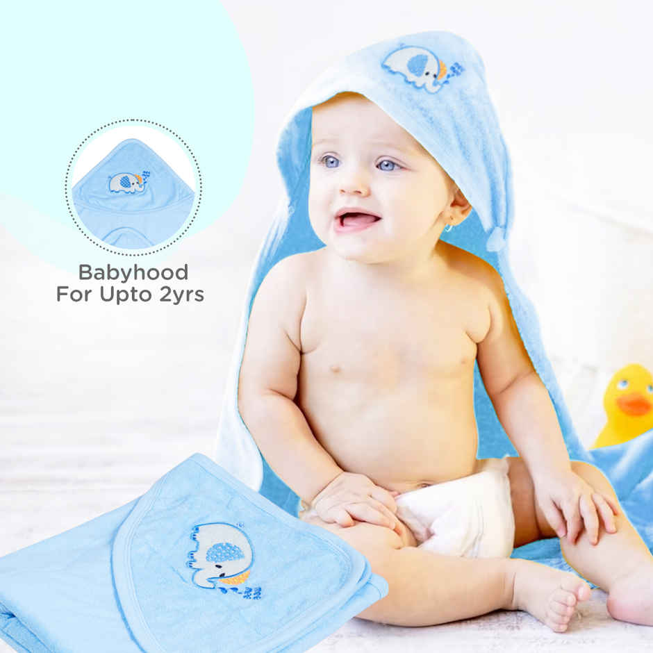 Mee Mee Bamboo Cotton Premium Baby Washcloth | Newborn Essentials | Blue | 80x80 cm
