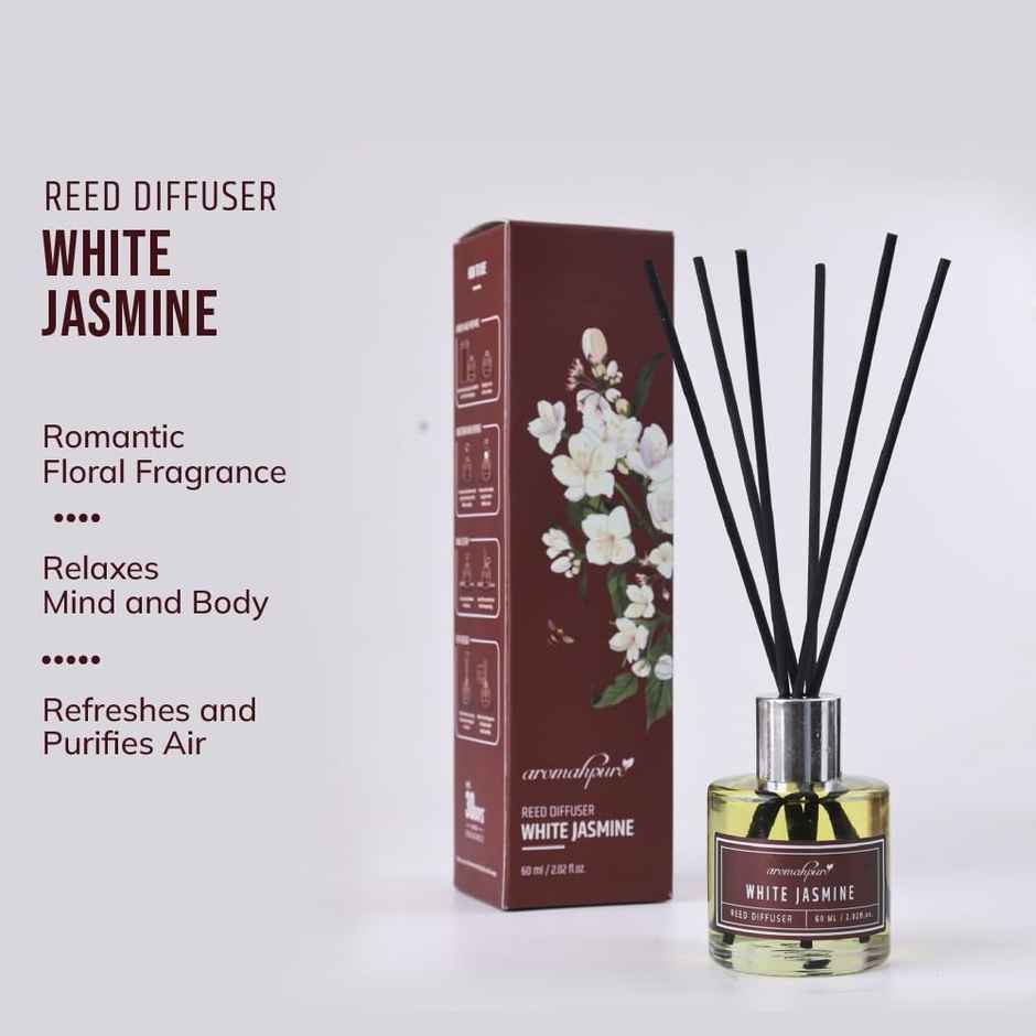 Aromahpure Premium Reed Diffuser - Jasmine, With 6 Fiber Reed Stick