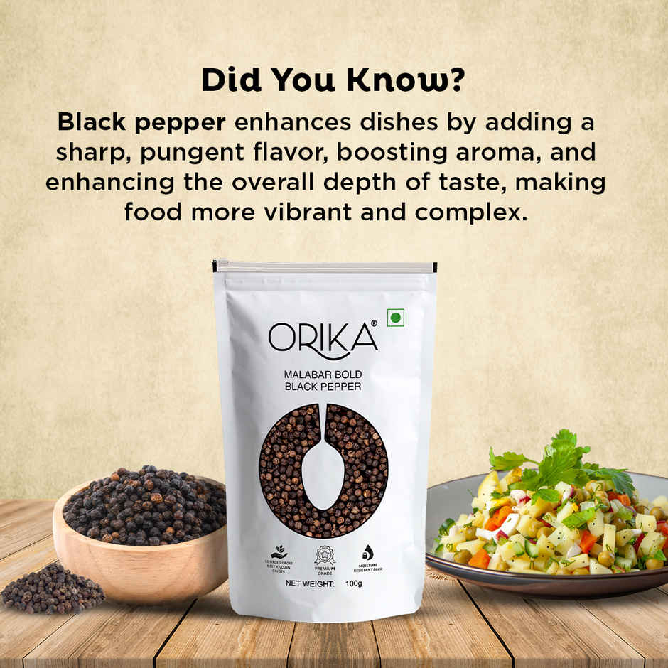 Orika Malabar Bold Black Pepper | Sabut Kaali Mirch