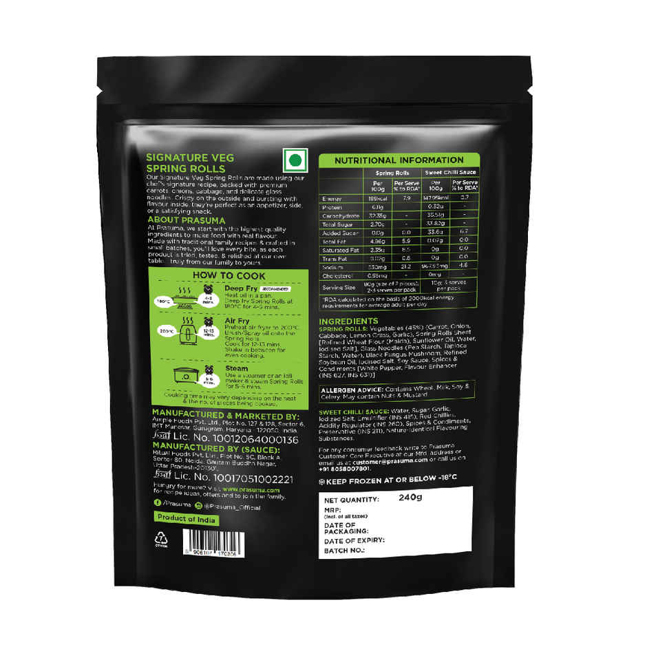 Prasuma Spring Rolls Veg Frozen(6pc) & Prasuma Bao Buns Bbq Chicken(300gms) Combo