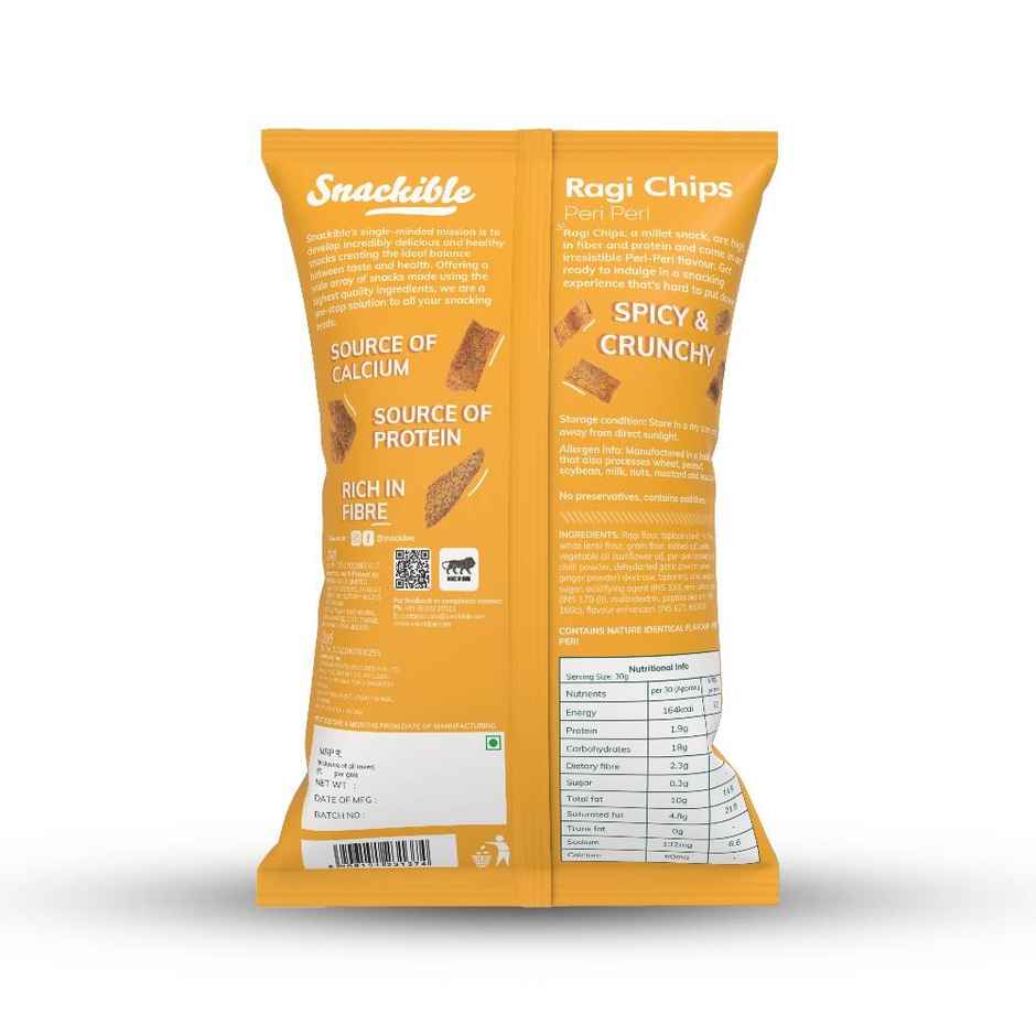 Snackible Peri Peri Ragi Chips | High Fibre
