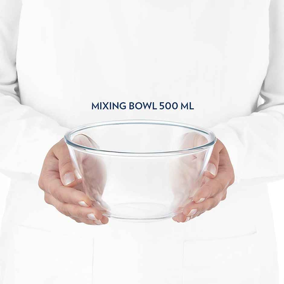 Borosil 500 ml Serving & Mixing Bowl with Lid, Borosilicate Glass Multipurpose Bowl
