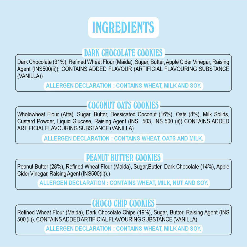 The Baker's Dozen Handcrafted Cookies Gift Box | Diwali Gift Hamper | Chocolate, Coconut & Oats Cookie