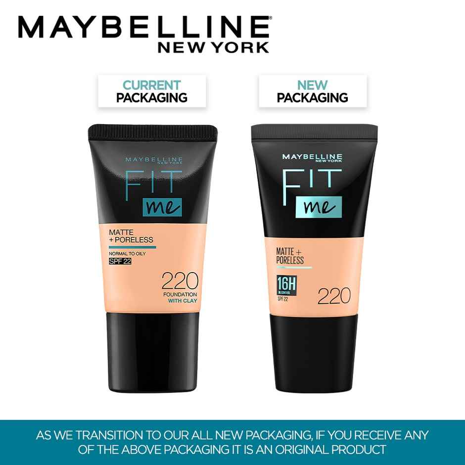 Maybelline New York Fit Me Matte+Poreless Liquid Foundation Tube 220 Natural Beige