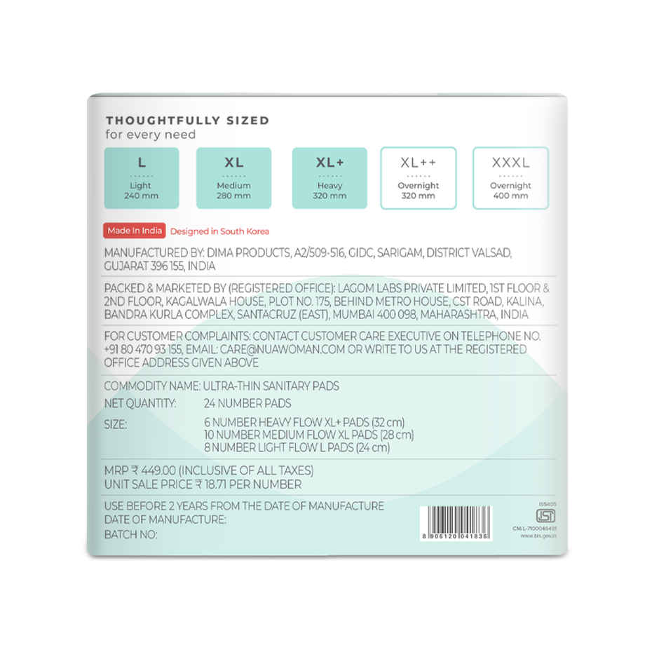 Nua Multisize Pads With Disposal Cover | Assorted pack | 24 pcs