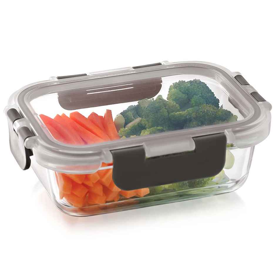 Magnus Glock 370 ml Rectangle Grey Borosilicate Glass Container With Detachable Lock