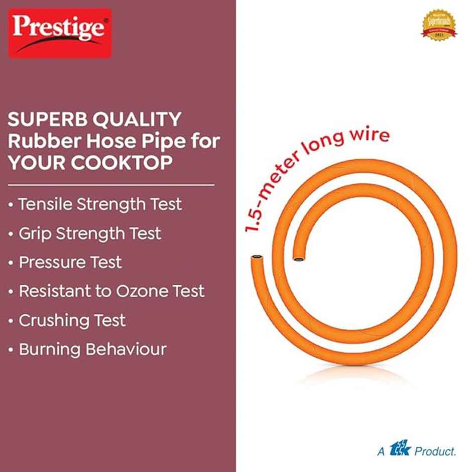 Prestige LP Gas Hose (PGL-06),Steel Wire Reinforced,Flame Resistant,1.5m,Upto 5 Years Long Lasting