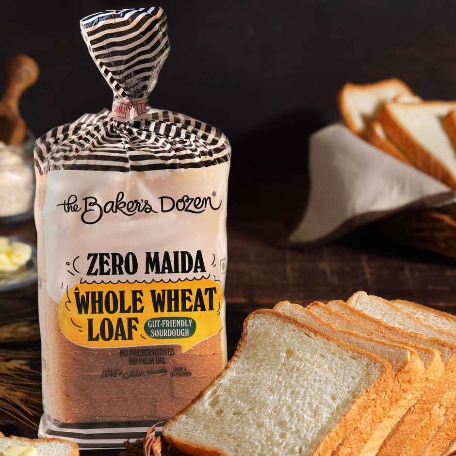 The Baker'S Dozen 100% Whole Wheat Bread - No Palm Oil No Preservative (450g) & The Baker'S Dozen Cookies Choco Chip Flavoured Biscuits Cookies | Palm Oil-Free And Trans Fat-Free (1pc) Combo