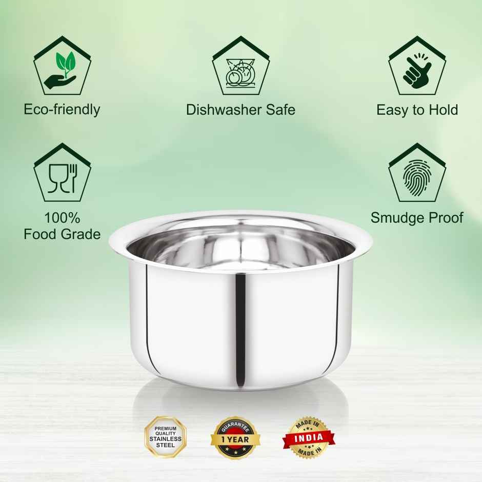 Steelera Stainless Steel Round Bottom Tope / Cookware | Food Safe | 1.4 L, 2.4 L and 3.5 L