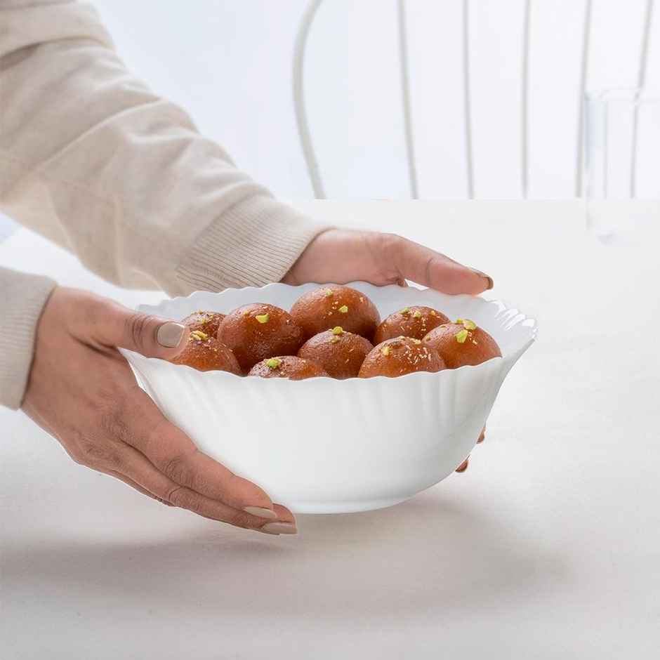 Larah By Borosil Opalware Mixing Bowl 2 Pcs Set (1240 ml Each),Crockery For Gifting & Dining, White