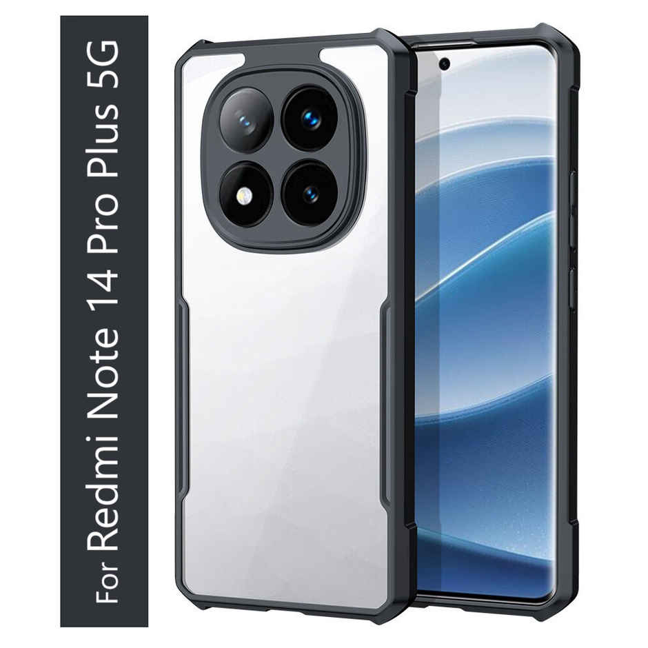 Kwine Case Redmi Note 14 Pro Plus Back Cover - Black Bordered Transparent Case