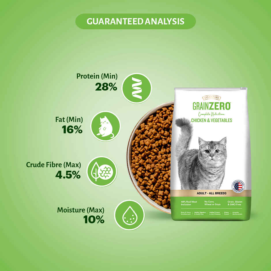 Grain Zero Chicken and Veg, Adult Dry Cat Food 1.2 kg + Free Cat Creamy Treat 75 g