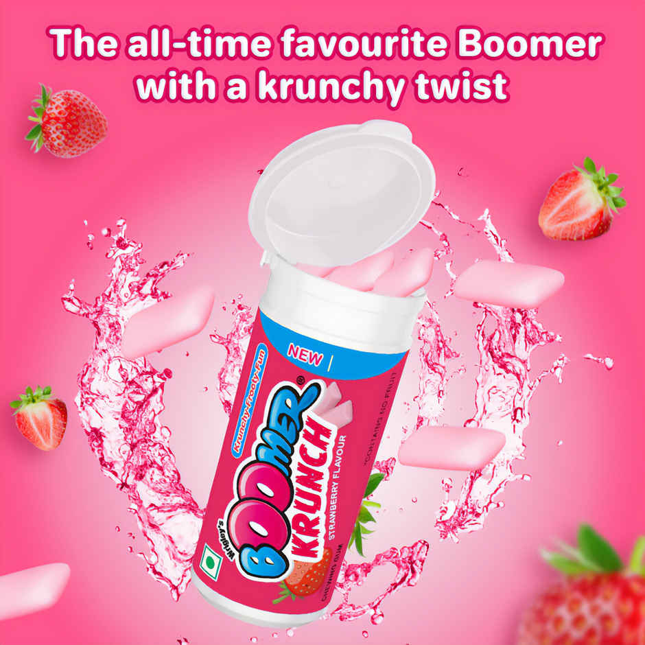 Boomer Krunch Strawberry Flavour Bubble Gum Tube