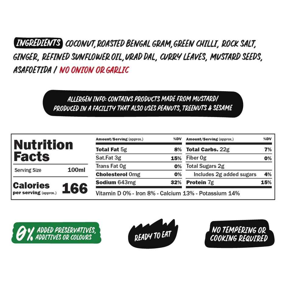 Chutnefy Coconut Chutney - Value Pack | Serves 4-5 People| - 0% Additives-Colours-Preservatives