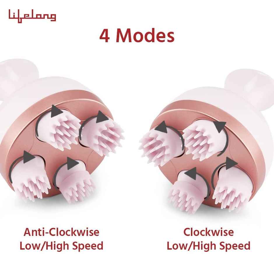 Lifelong LLM225 Rechargeable Head Scalp Full Body Pain Relief Electric Head Kneading Massager Brown