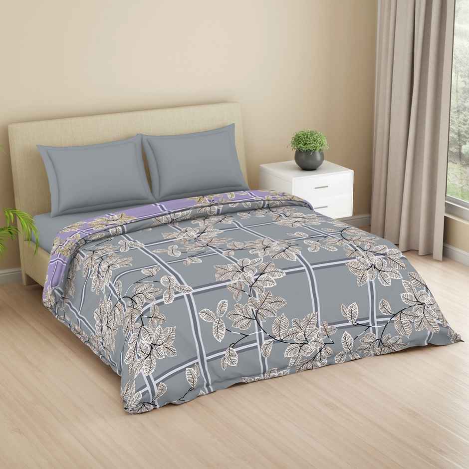 WELSPUN Microfiber Lume Quilt Double 110 GSM Polyster, Easy Care | Dark Grey - 200 x 220 cm