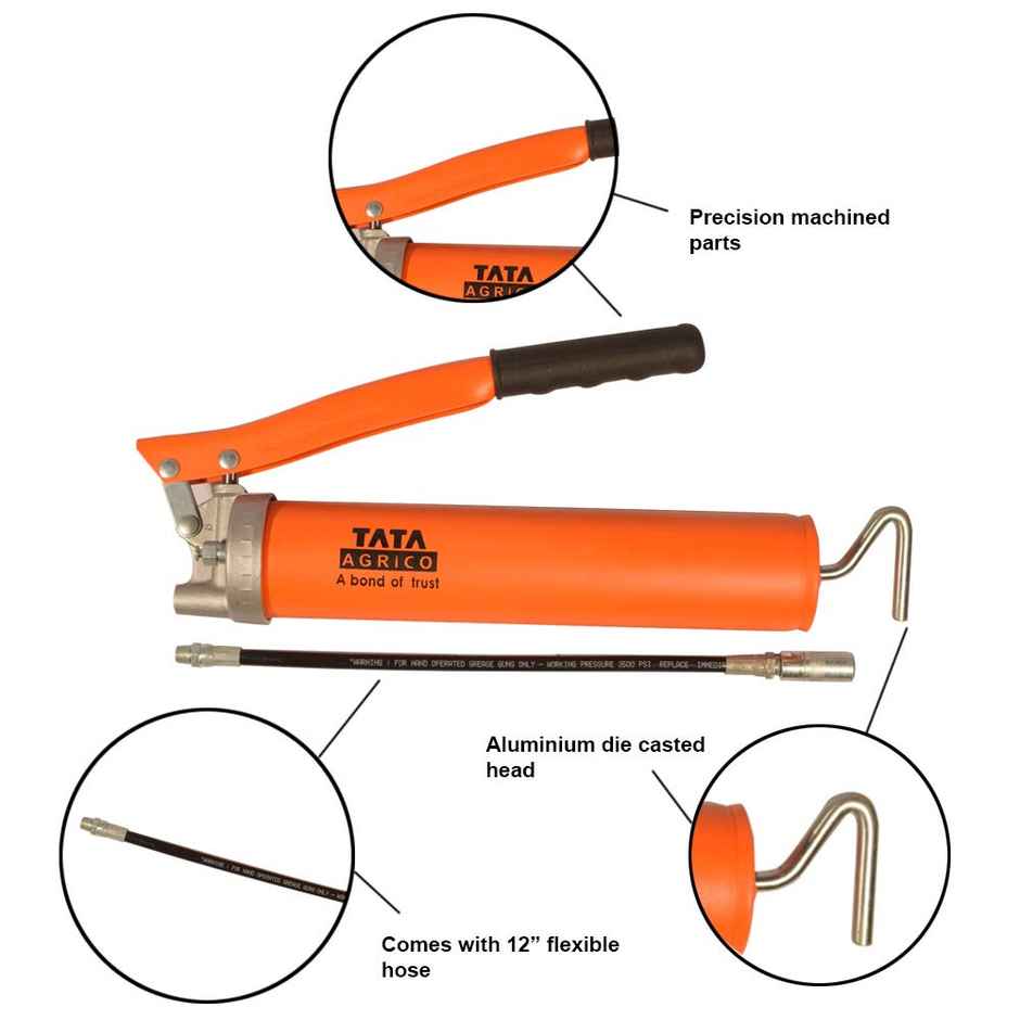 Tata Agrico Grease Cast Iron Gun Lever Type Flexible Hose