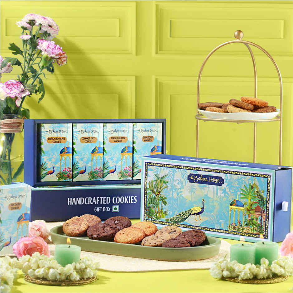 The Baker's Dozen Handcrafted Cookies Gift Box | Diwali Gift Hamper | Chocolate, Coconut & Oats Cookie