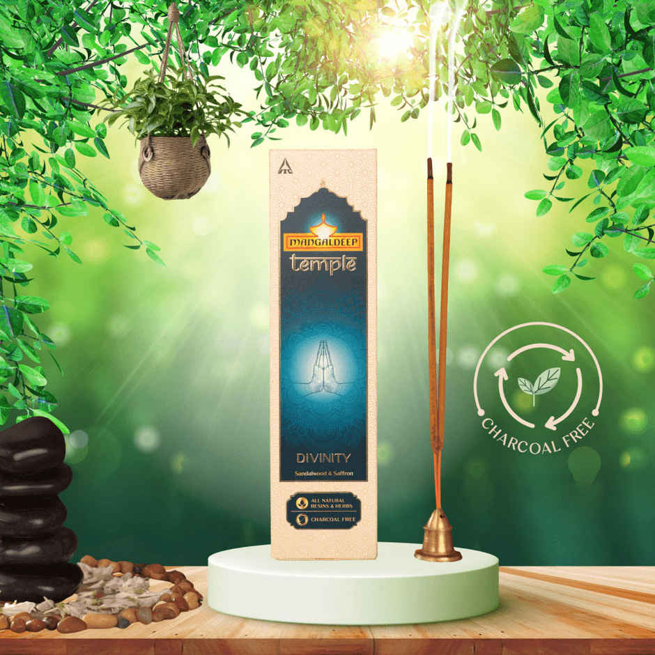 Mangaldeep Temple Divinity Sandalwood & Saffron Infused Fragrances - Hand Rolled Premium Incense