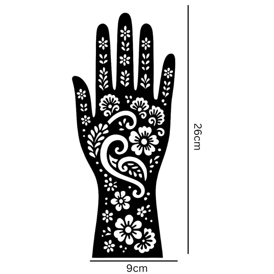 Mehendi Stencil | Peacock Feather Floral | Easy Apply | Se7en
