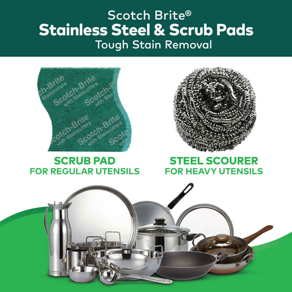 Scotch Brite Stainless Steel Scrub and Pads - Pack of 3