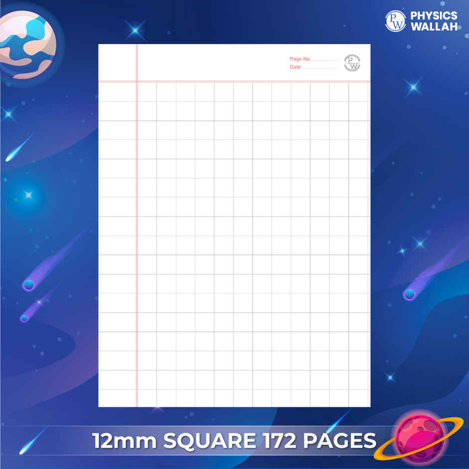 Physics Wallah 172 Pages Children Notebook | Math 0.5 Inch (12 mm ) | Venus  | Set of 6 