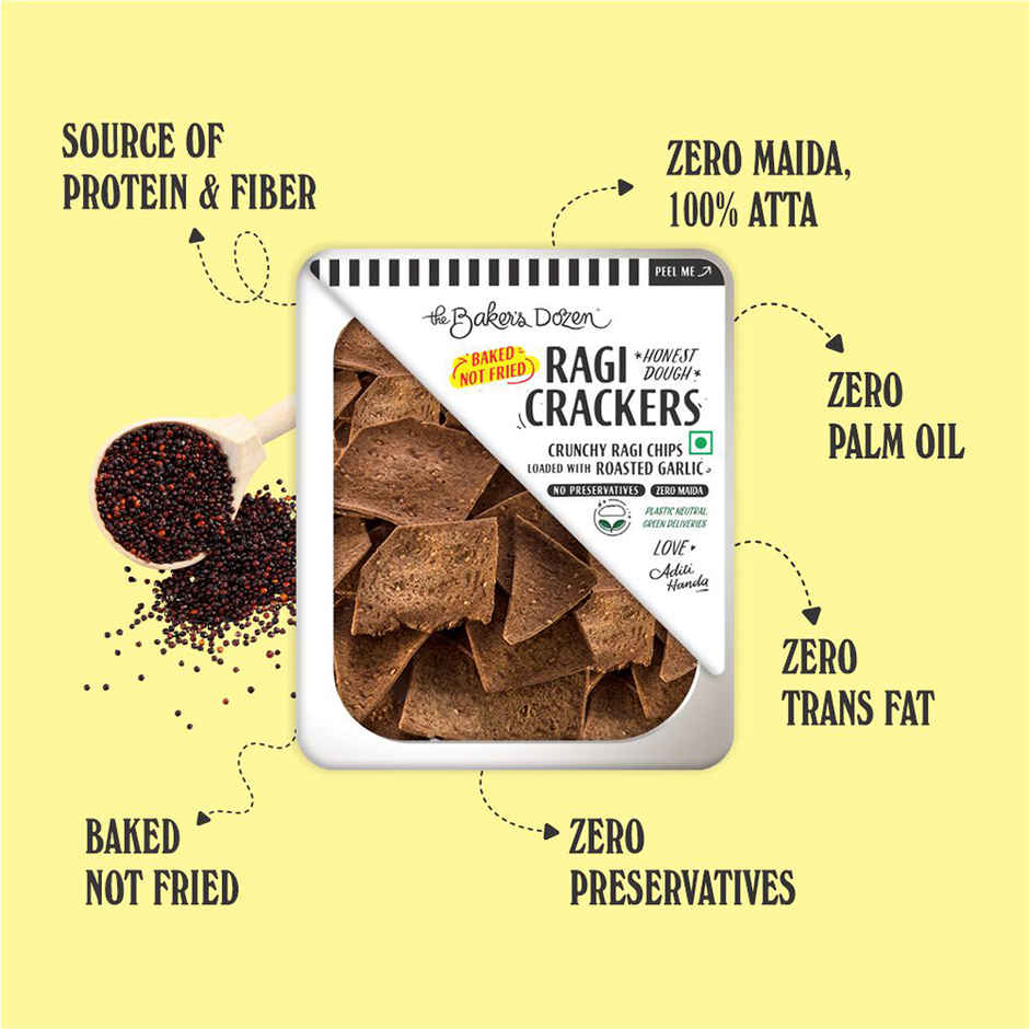 The Baker's Dozen Wheat Banana Bread & The Baker's Dozen Zero Maida Ragi Crackers (100g) Combo