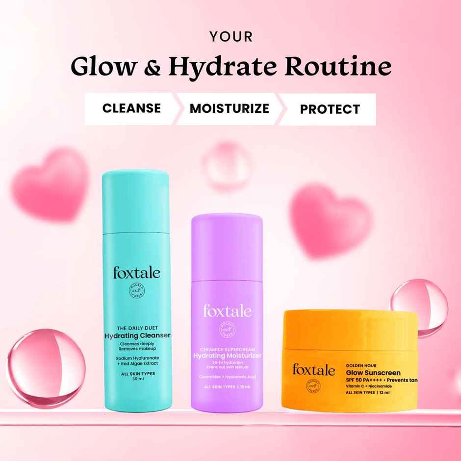 Foxtale Dewy Morning Gift Set | Cleanser, Ceramide Moisturizer & Glow Sunscreen Minis