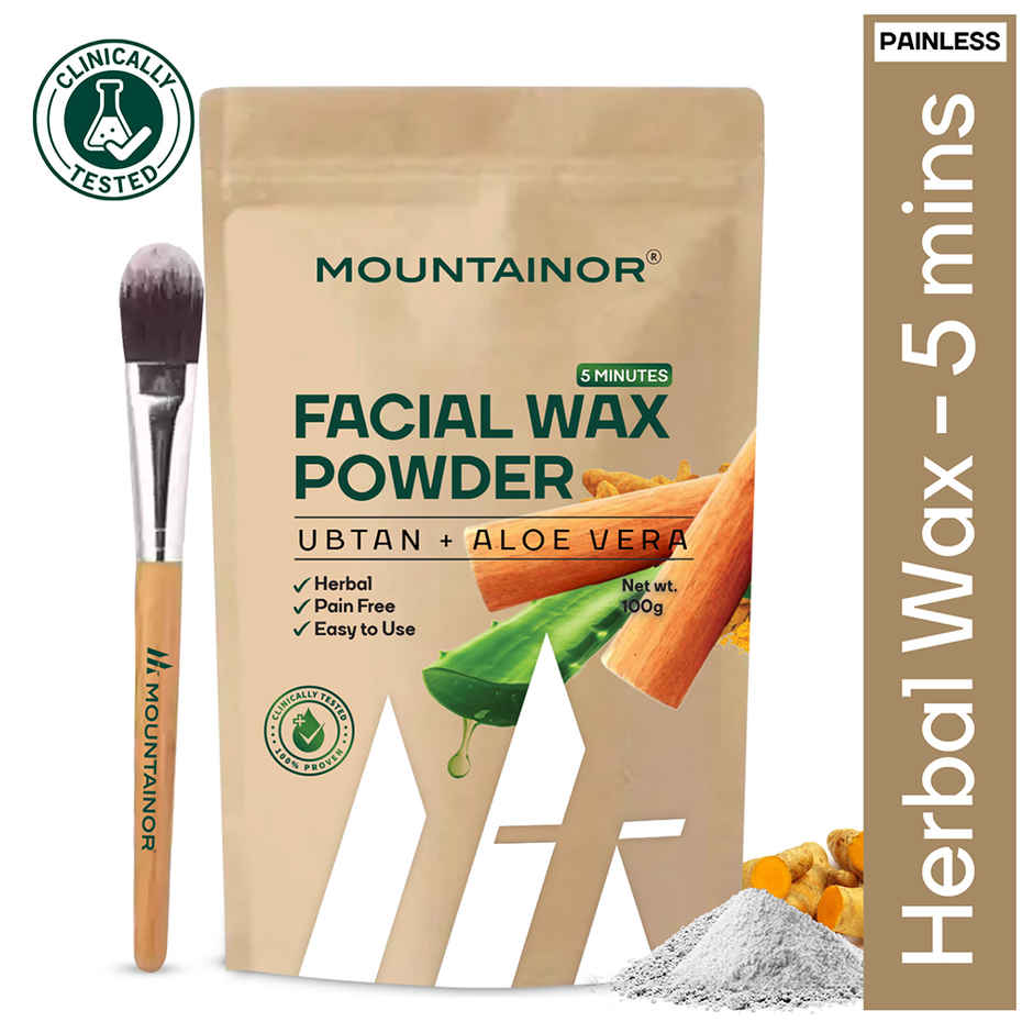 Mountainor Facial Hair Removal Wax Powder With Turmeric & Aloevera Painless Herbal Hair Remover
