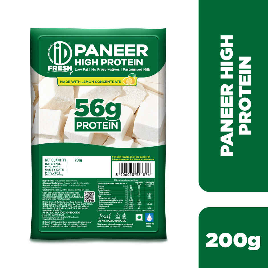 iD Fresh High Protein Paneer | 56 g Protein