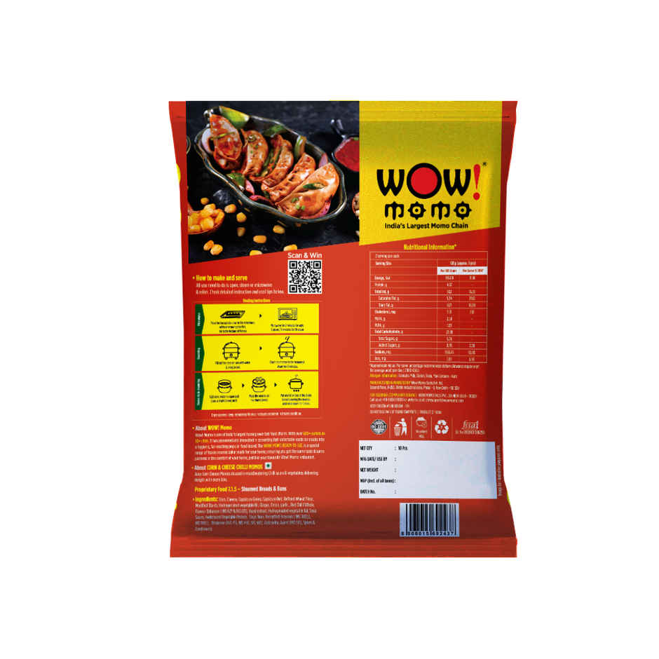 Wow! Corn & Cheese Chilli Momos | Cheesy & Spicy