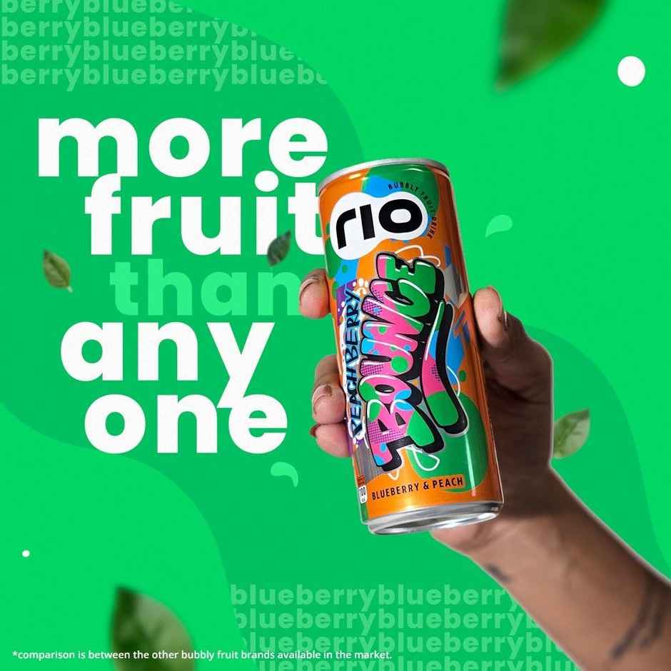 RIO Blueberry Peach Bubbly Fruit Drink Can