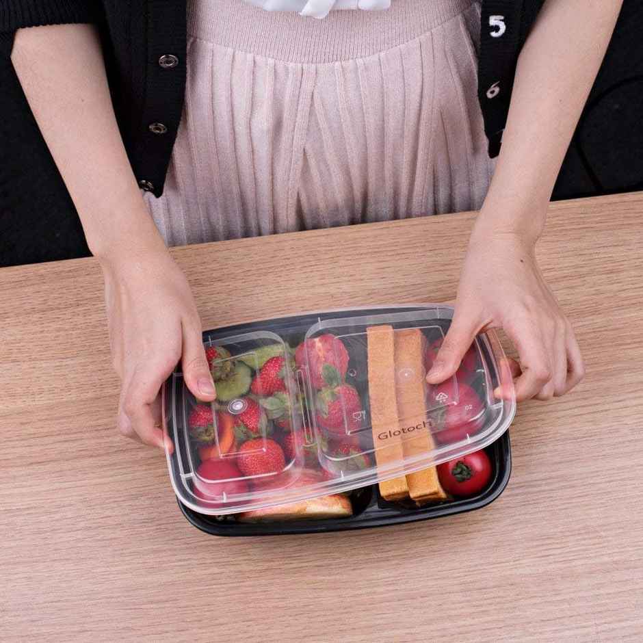 Disposable Rectangle Meal Box | 2 Compartment | 140 x 190 x 42 | Pack Of 25 | Tempware