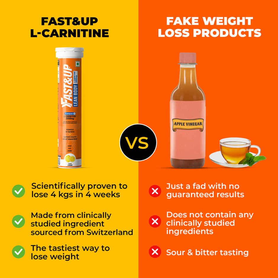 Fast&Up Fat Burner L-Carnitine For Weight Loss - Lemon flavour Combo