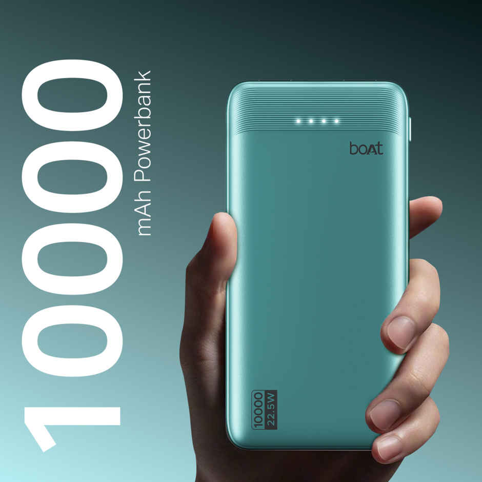 boAt Energyshroom PB300 Activ Wired Powerbank with 22.5W Fast Charging, 10,000mAh, 12-Layer Smart IC Protection, 3 output ports - Cerulean Blue