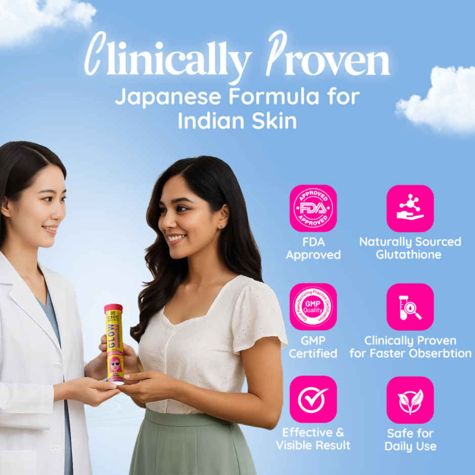 Chicnutrix Glow Japanese Glutathione & Vit. C for Brighter Skin| Strawberry-Lemon flavour